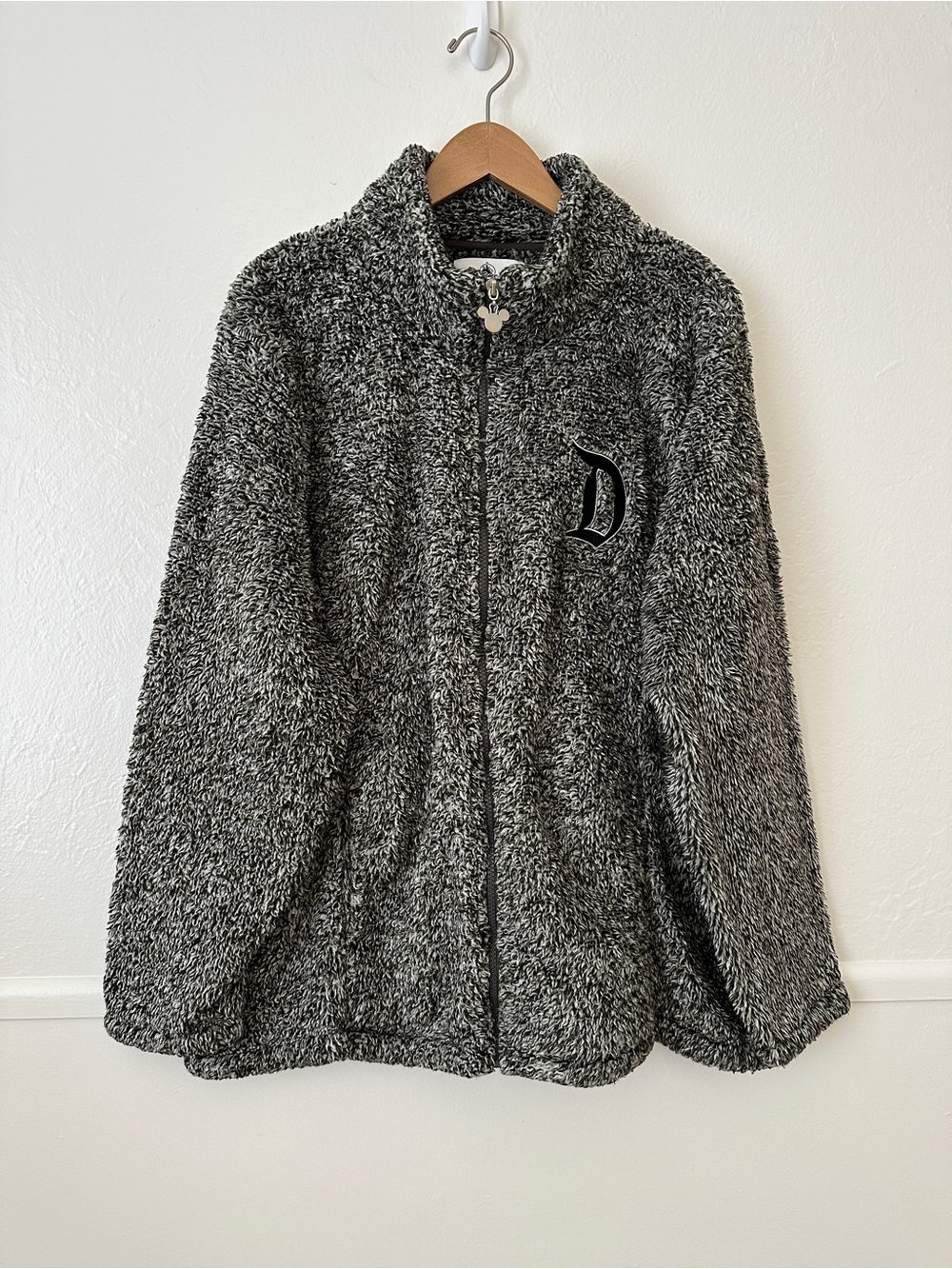 Disneyland D Logo Marled Zip Up Black White Jacket 2X
